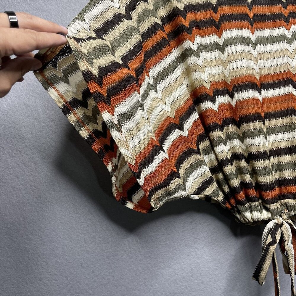 ZARA Striped Dolman Sleeve Elastic Waist Boho Top - Picture 6 of 9